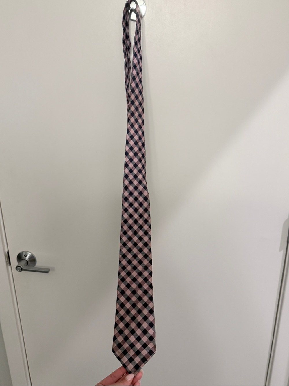 Express Pink and Black Gingham Tie